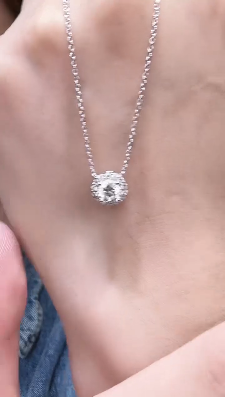 18K金镶嵌项链实验室培育钻石满钻圆钻项链