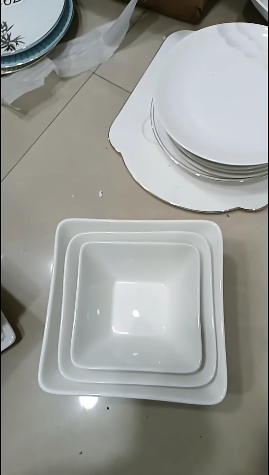 【闪购商品】陶瓷微瑕方碗三件套