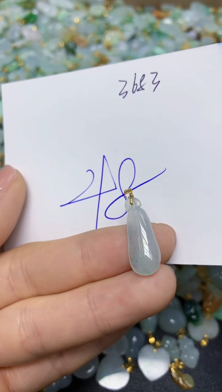 【闪购商品】翡翠挂件18K金镶嵌 天然翡翠A货