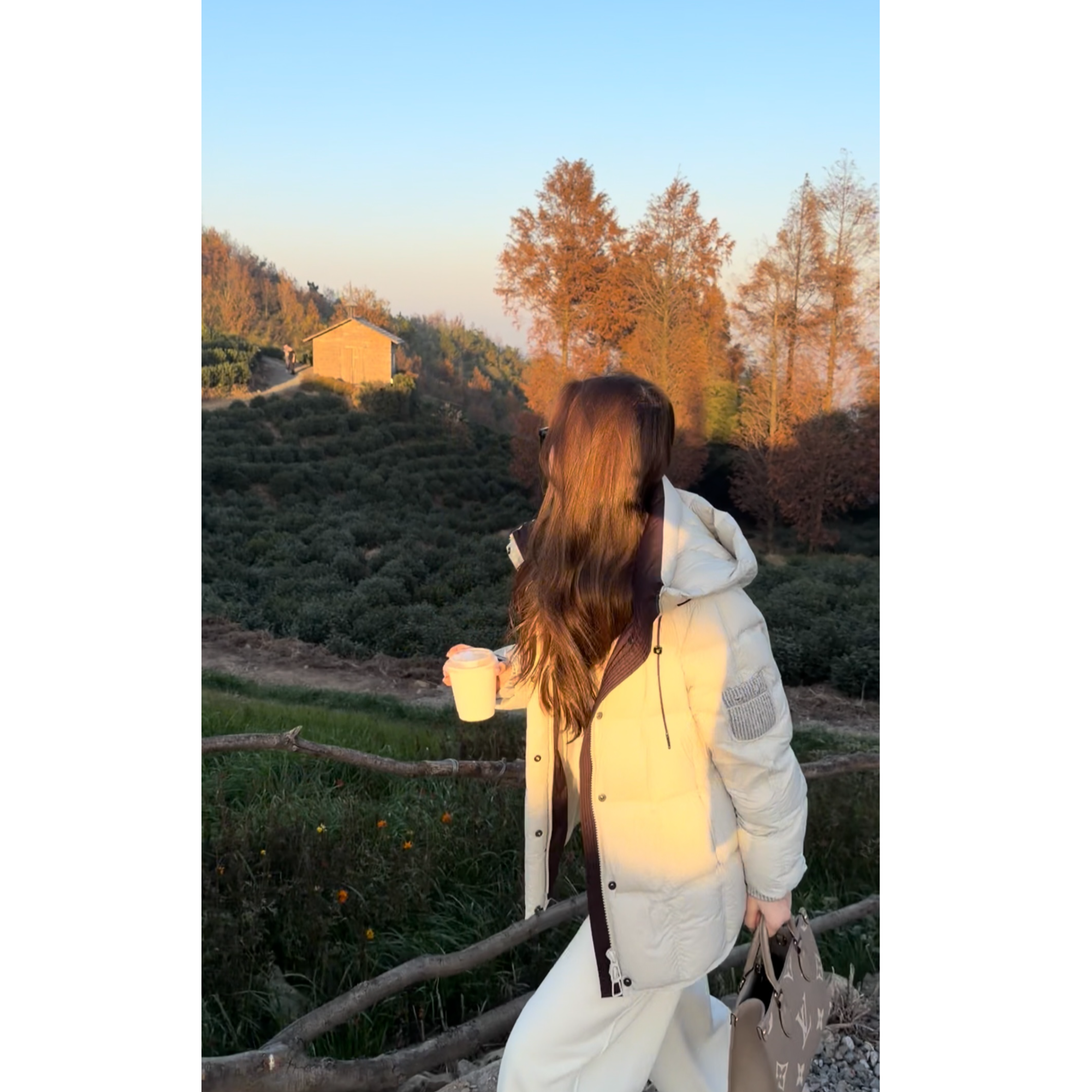 【冬至】90白鸭绒中长款连帽小方格保暖秋冬时尚休闲羽绒服525Y079