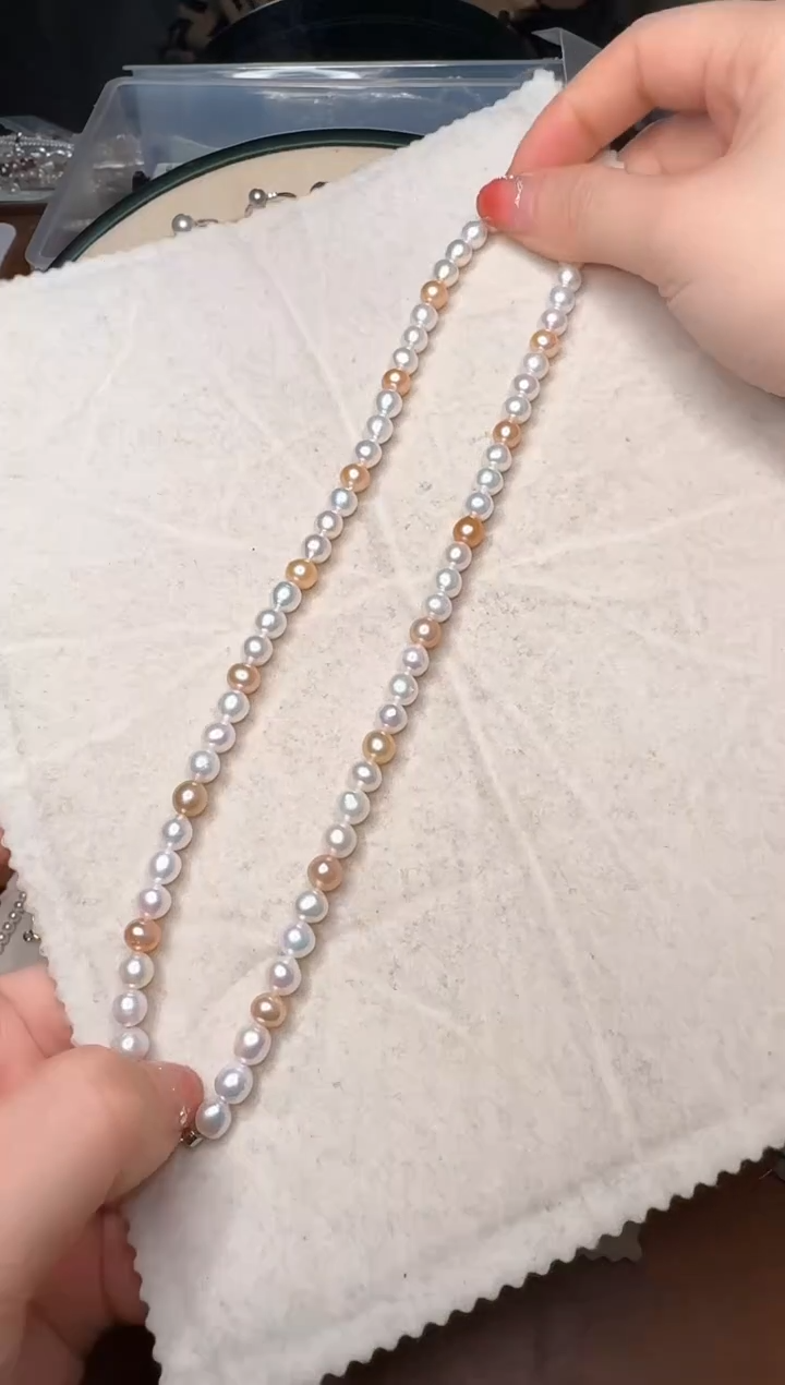 【闪购商品】淡水珍珠颈饰银S925镶嵌29号极光混彩项链