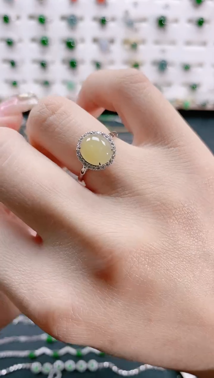 【闪购商品】翡翠戒指银S925镶嵌天然翡翠