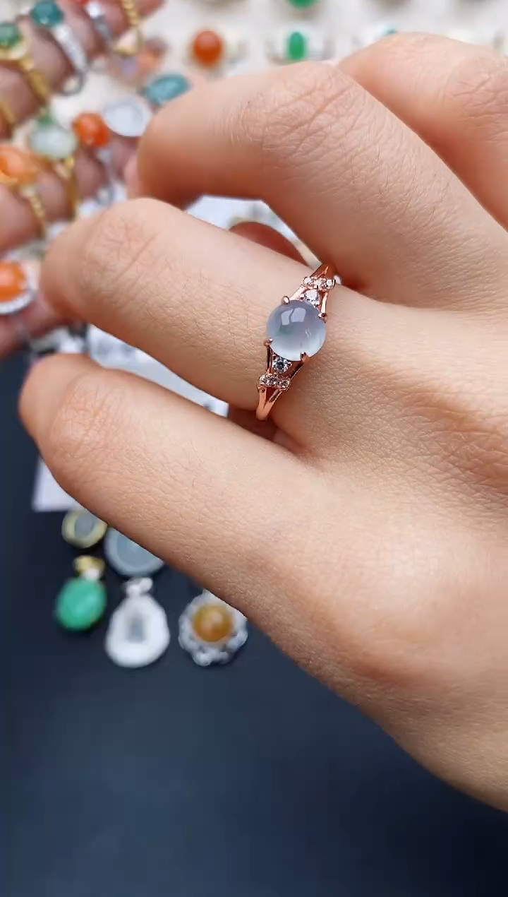 【闪购商品】翡翠戒指银S925镶嵌缅甸翡翠