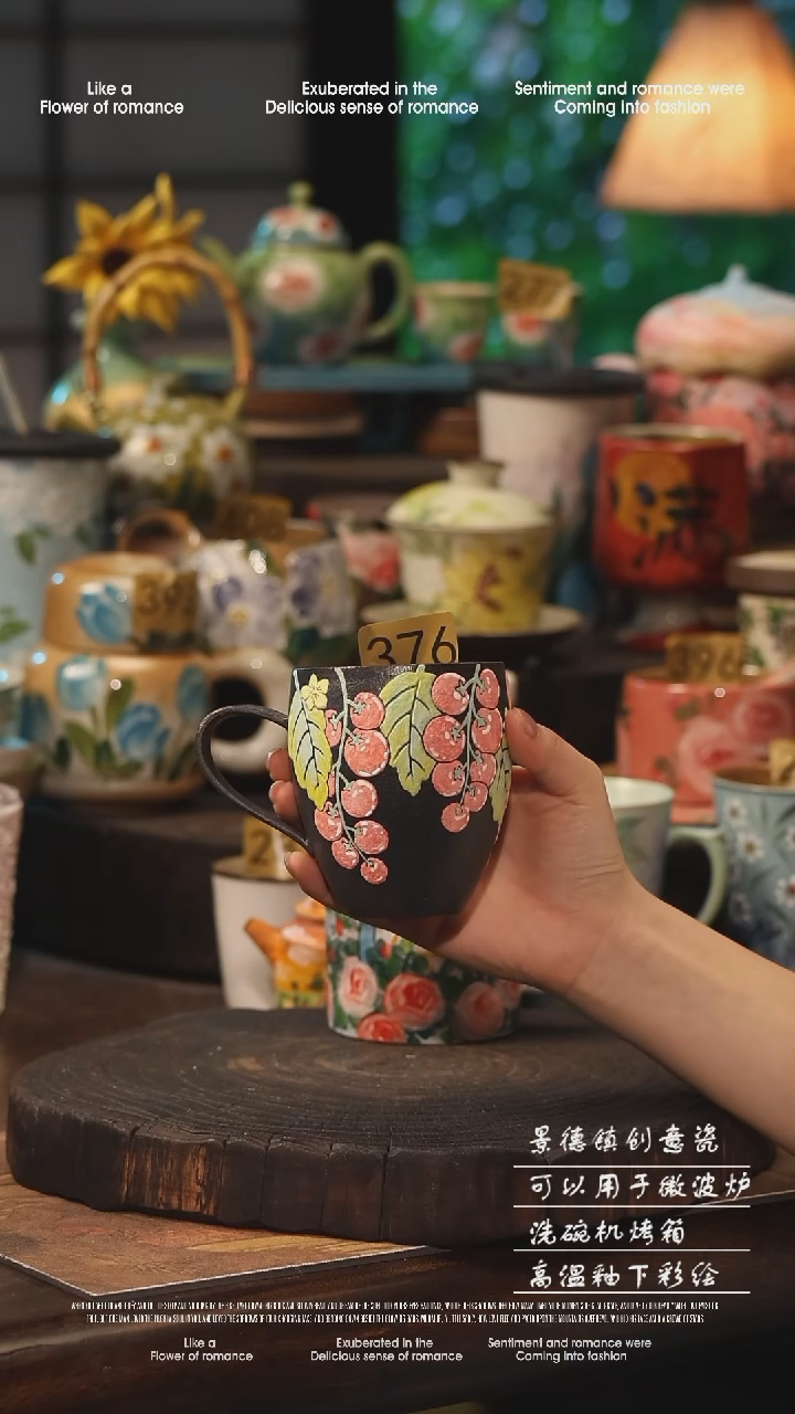 陶瓷景德镇高温釉下彩手工手绘款式