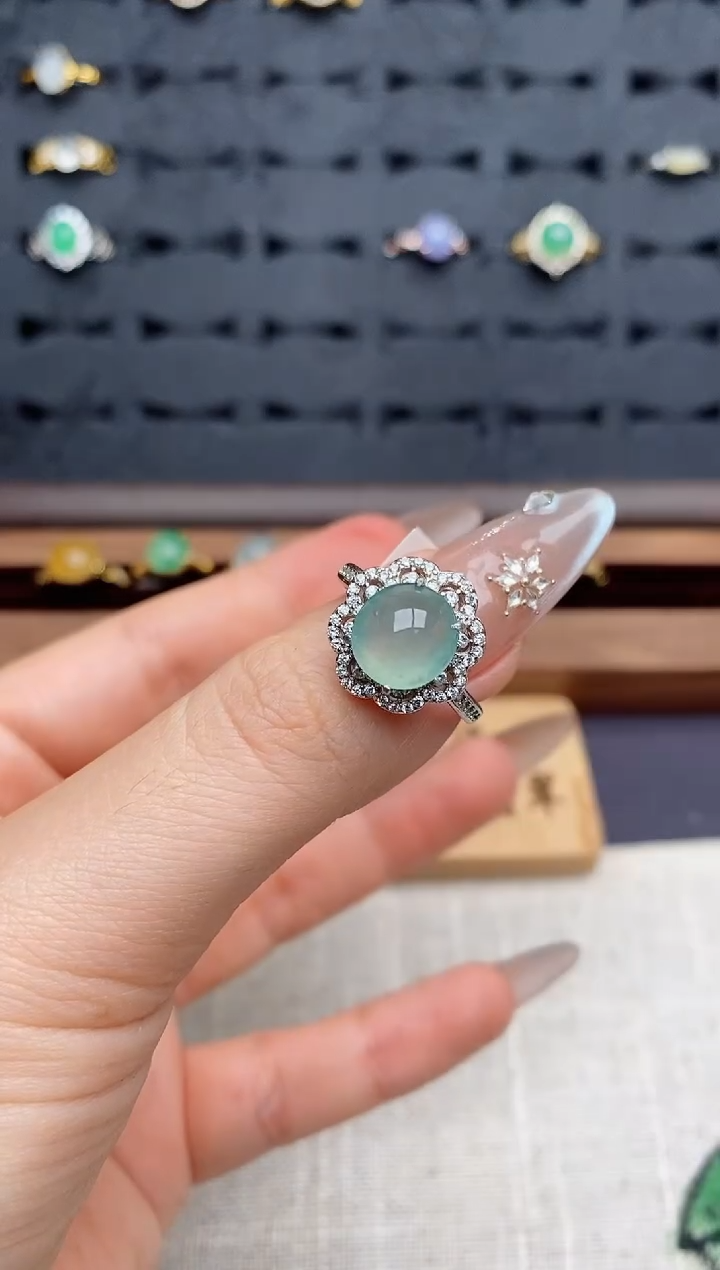 银S925镶嵌戒指翡翠.