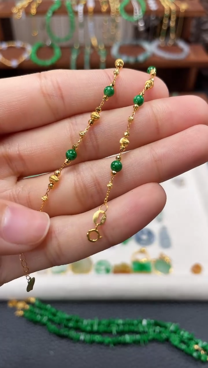 【闪购商品】翡翠套链18K金镶嵌多样性发货一个  JK318