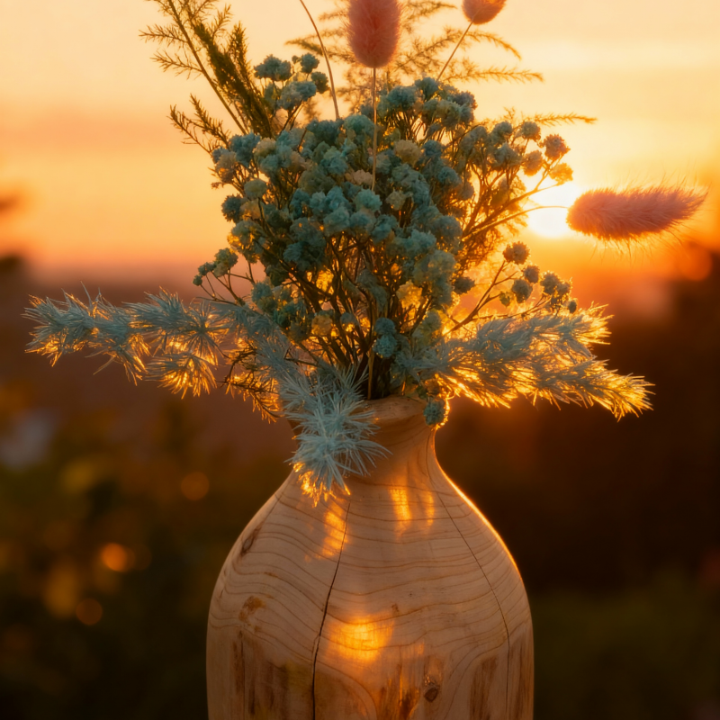 复古怀旧干花典雅实木枯木手作禅意真花摆件