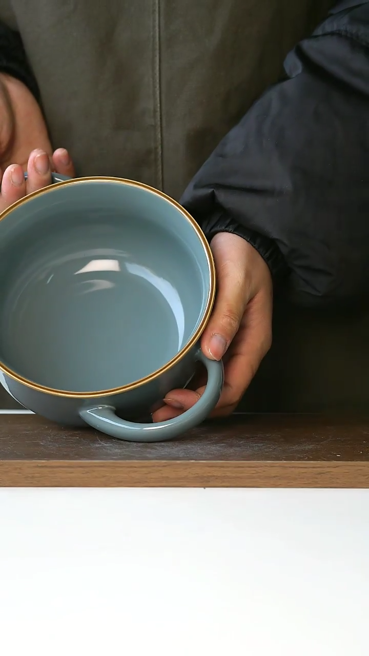 【闪购商品】陶瓷莫奈蓝双耳碗@4-2@