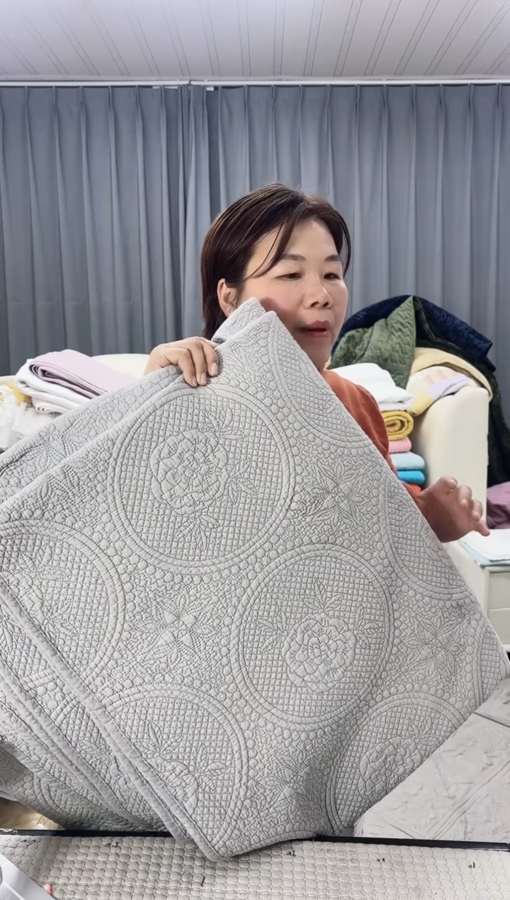 棉灰色花好月圆1.8纯棉