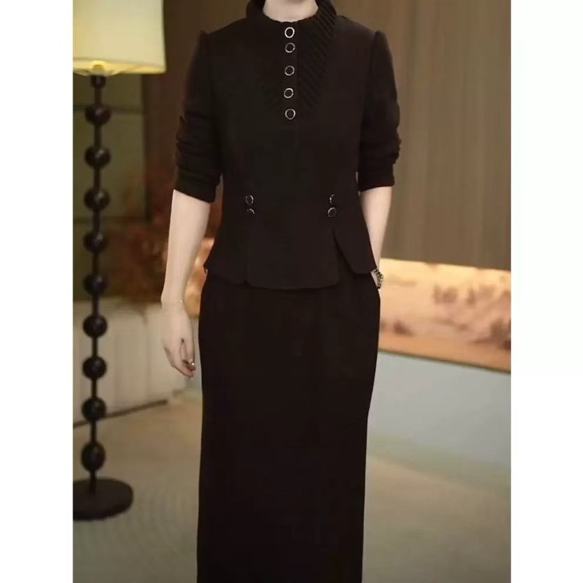 8037假两件连衣裙秋冬新款时尚气质修身显瘦洋气裙子