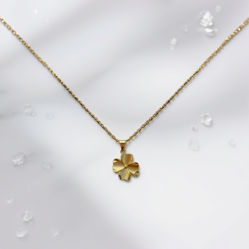 铜合金吊坠 新款四叶草金色吊坠四叶幸运草项链