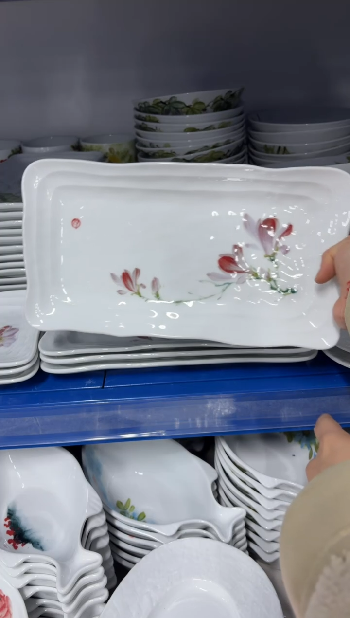 景德镇手绘釉中彩（食品级）手捏长方盘