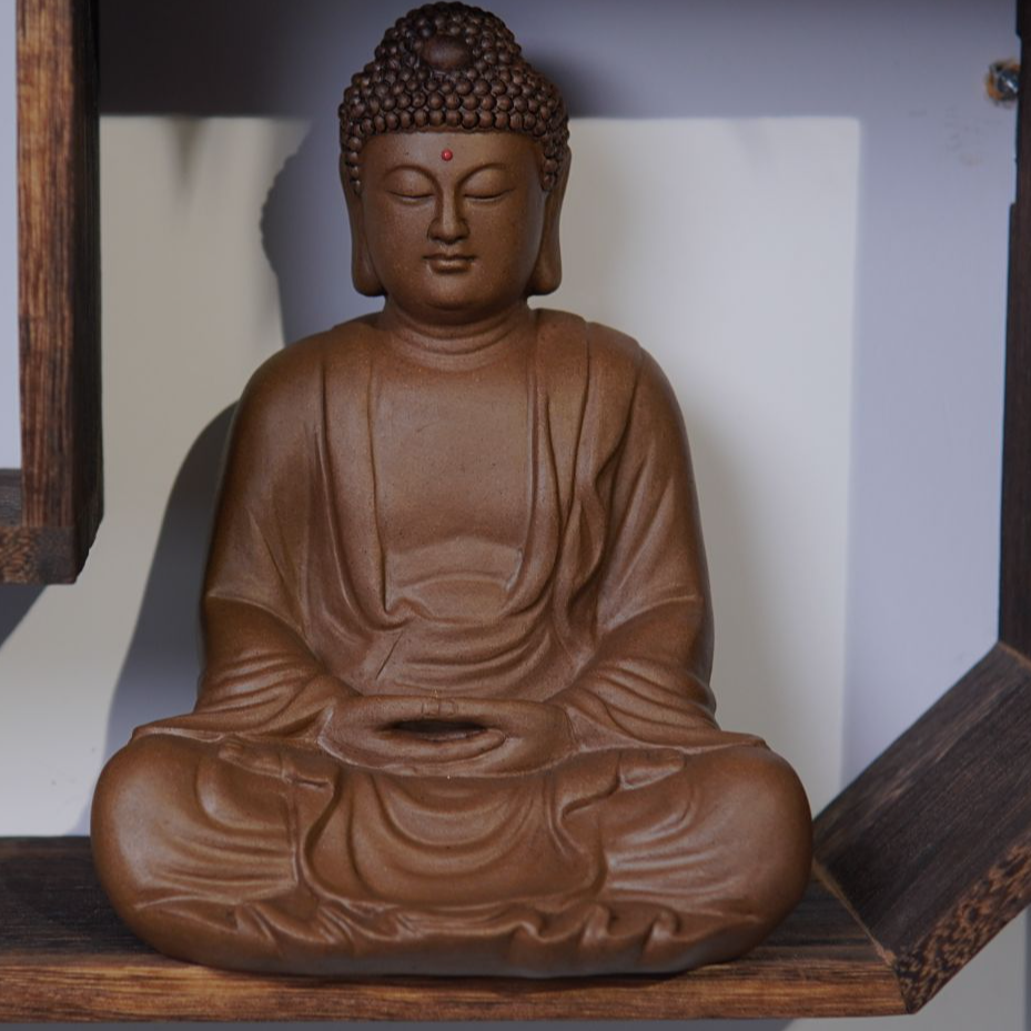 《林栖阁》宜兴老段泥门前佛如来佛禅意摆件