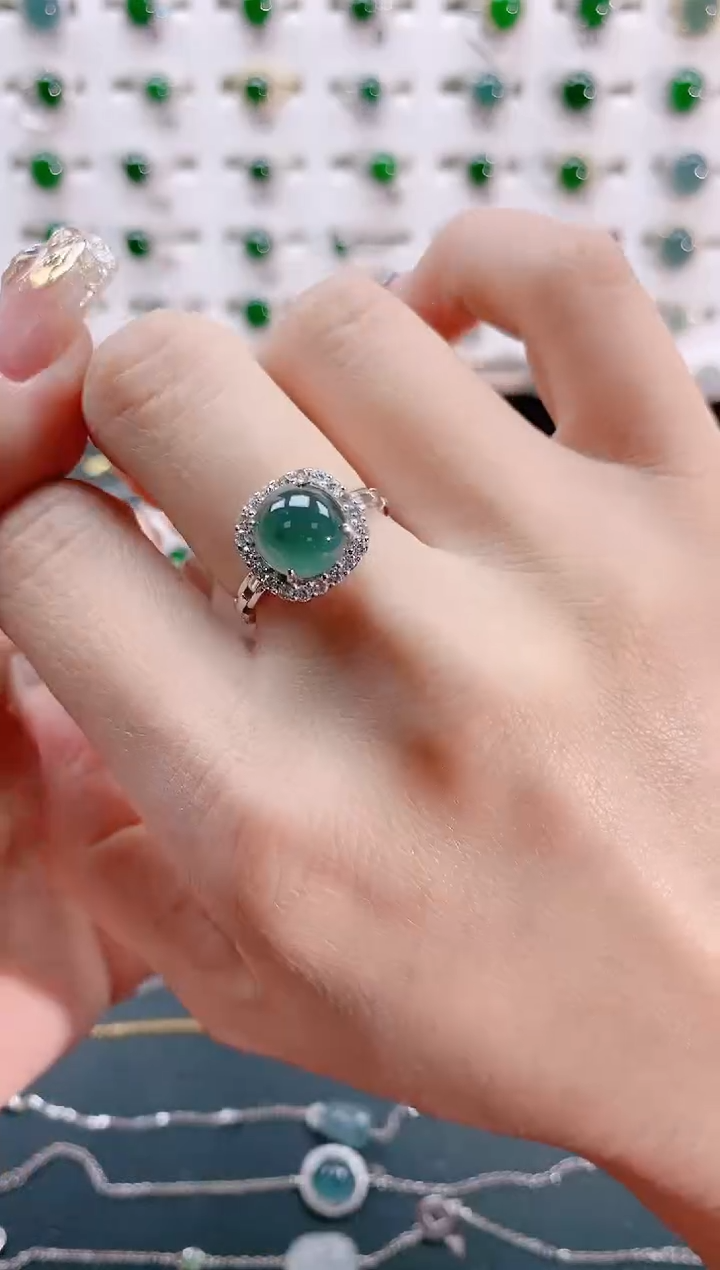 【闪购商品】翡翠戒指银S925镶嵌天然翡翠