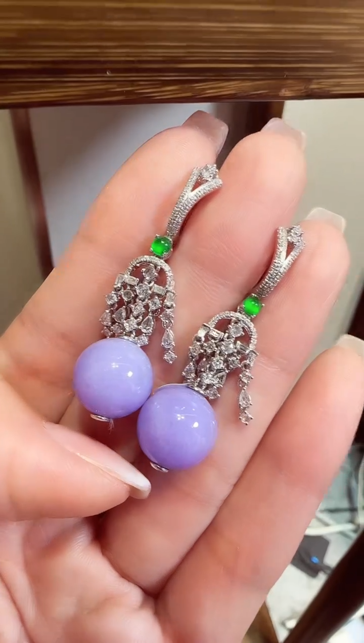 【闪购商品】翡翠耳坠18K金镶嵌珠珠