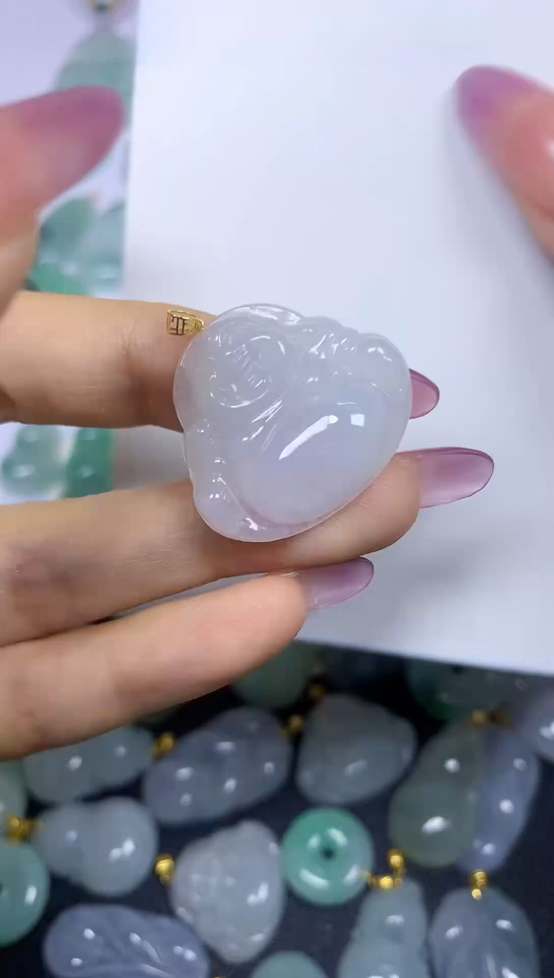 翡翠18K金镶嵌颈饰挂件