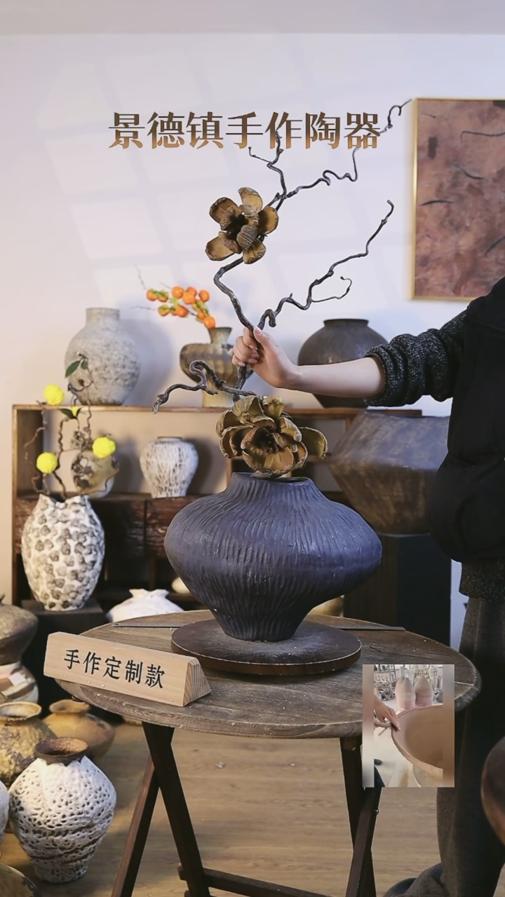 【闪购商品】摆件景德镇高温手工陶瓷口径10高度28