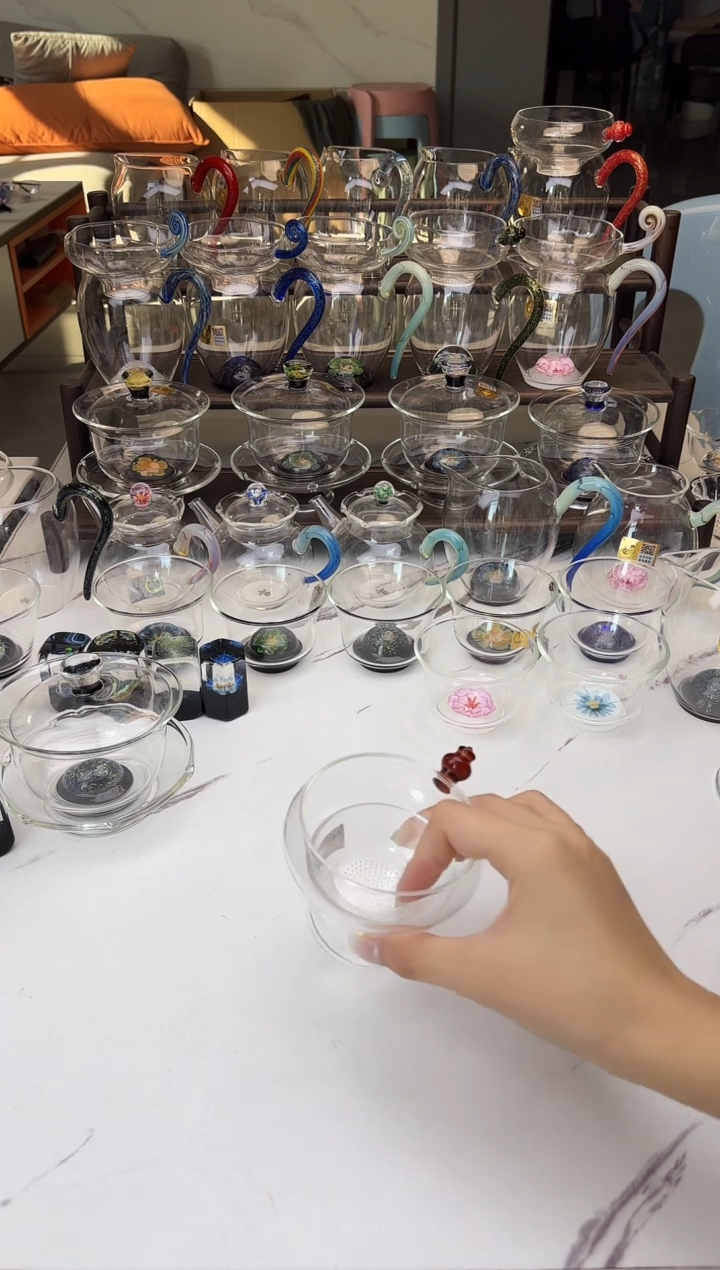 手工艺品玻璃禾器奉珠茶漏琥珀色普通盒