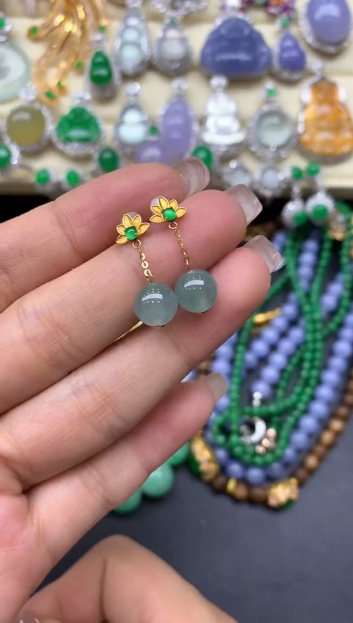 颈饰18K金镶嵌翡翠122-中国好珍宝