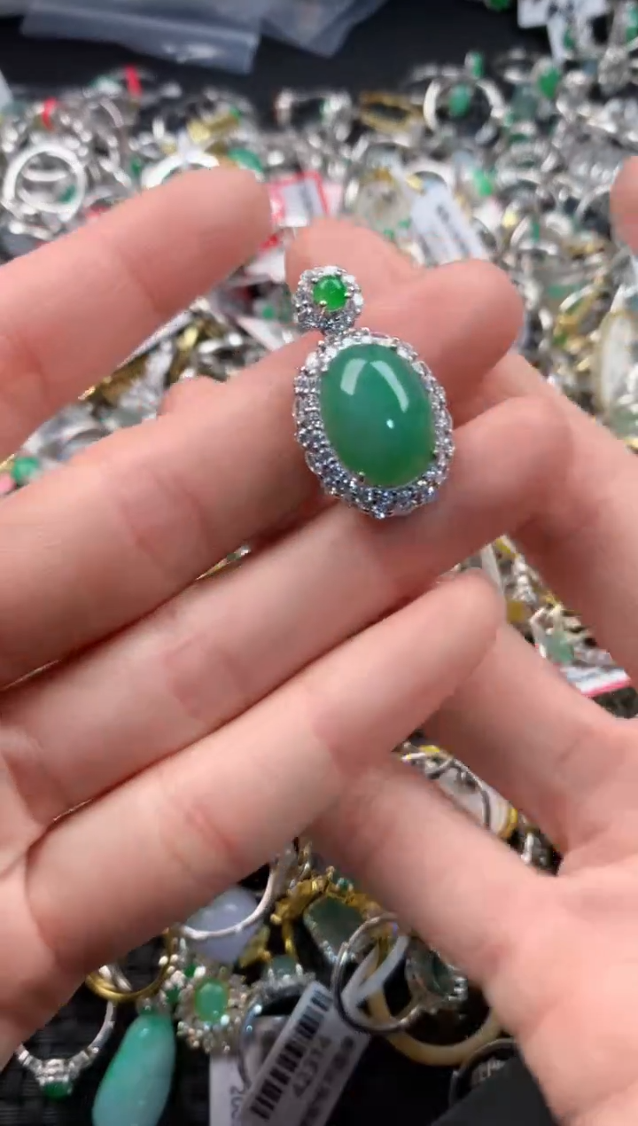 银S925镶嵌戒指翡翠333        6