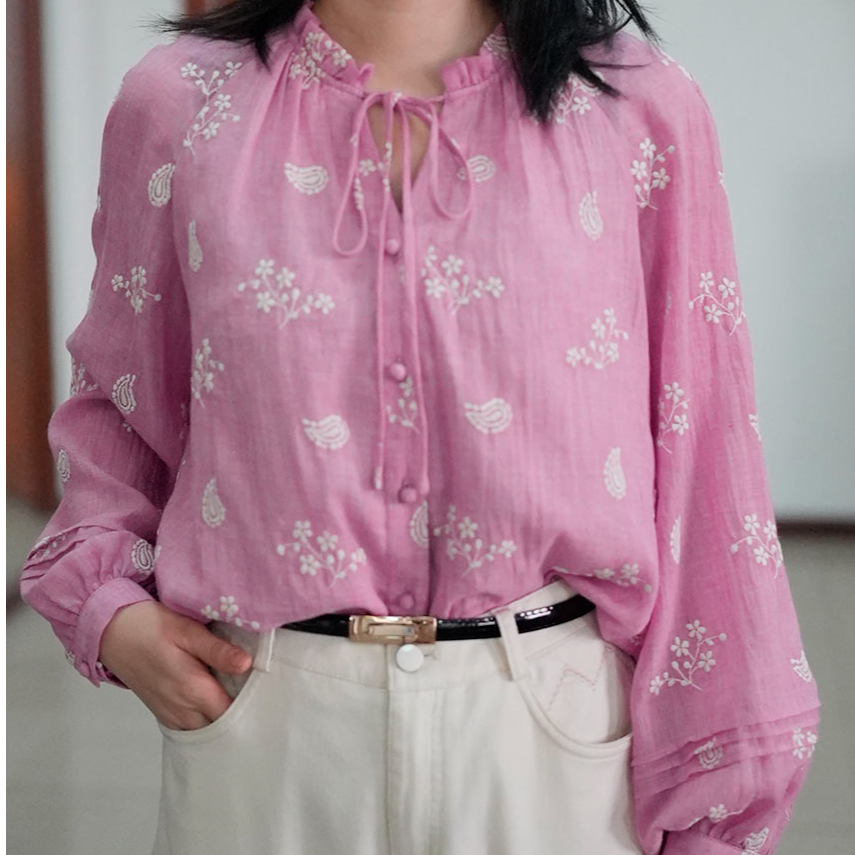 罩衫女梦里人减龄时尚显瘦韩版长袖上衣8536-5008