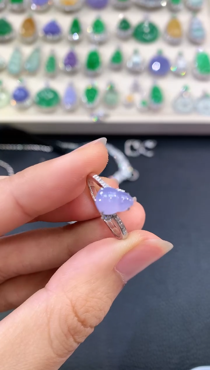 【闪购商品】翡翠戒指18K金镶嵌d 4      有色差