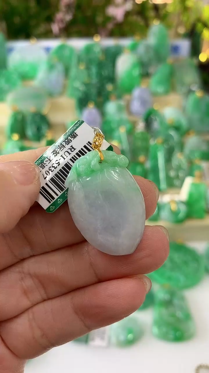 【闪购商品】翡翠吊坠(不含链)18K金镶嵌挂件