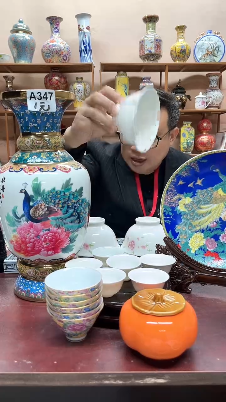 景德镇陶瓷水点桃花碗1