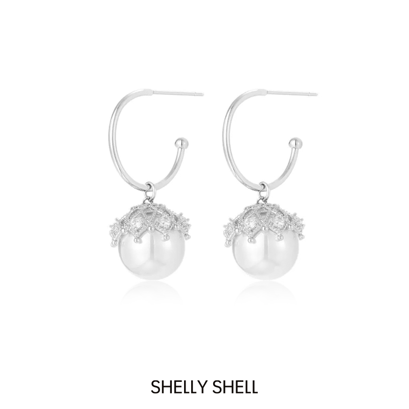 Shelly Shell 铜合金锆石耳饰 橡果耳钉 手工气质轻奢时尚