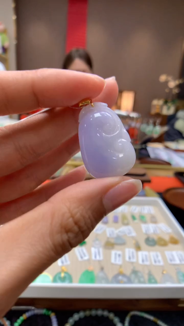 【闪购商品】翡翠颈饰18K金镶嵌如意