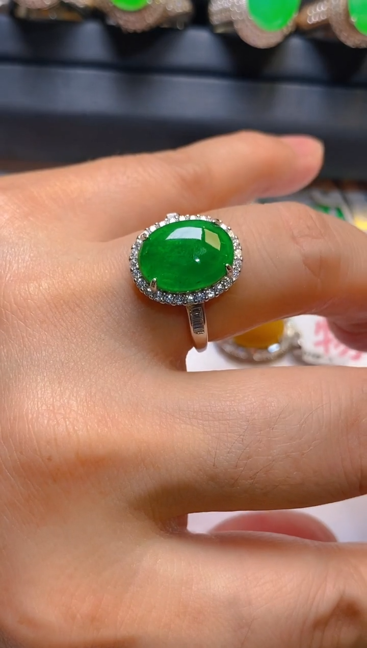 【闪购商品】翡翠耳饰银S925镶嵌天然A货翡翠1