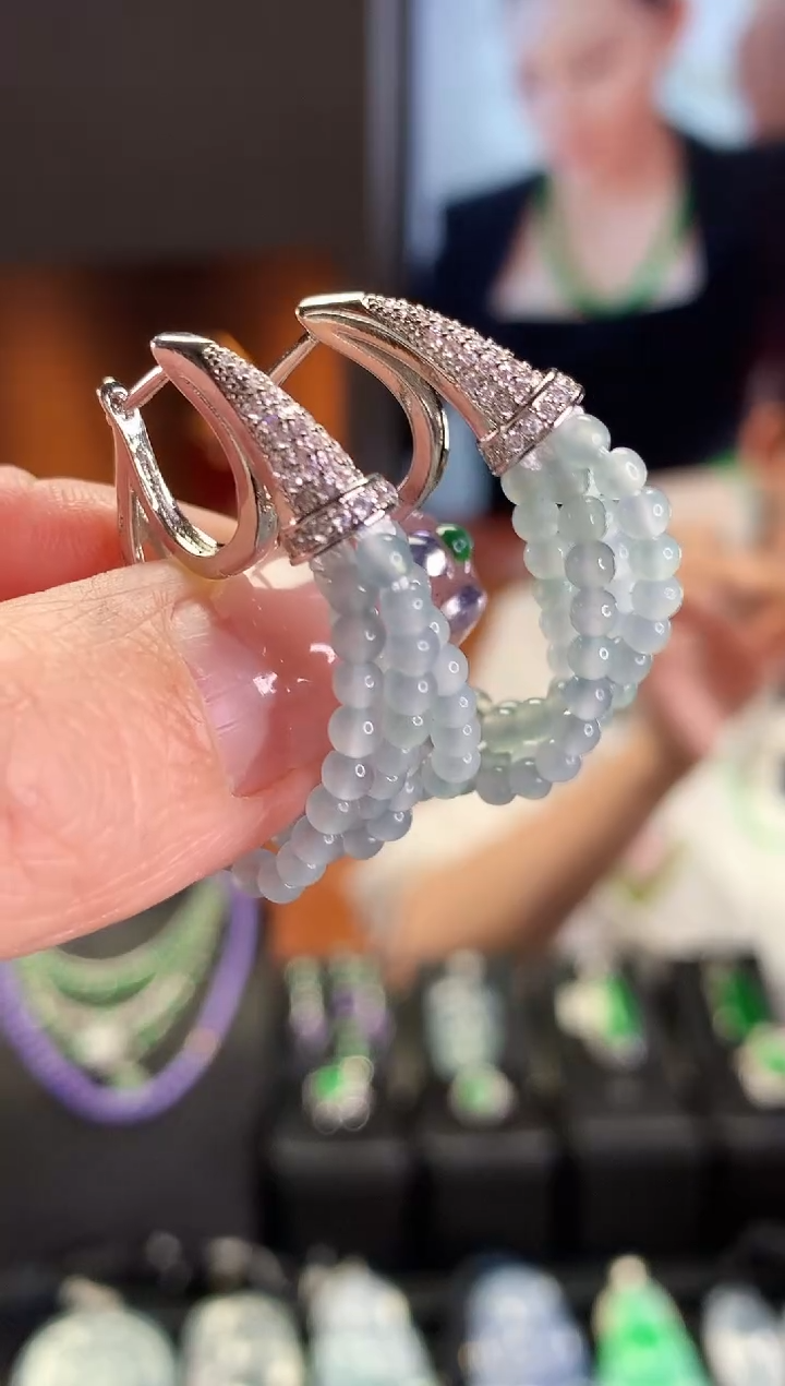 【闪购商品】翡翠耳饰未镶嵌小米珠