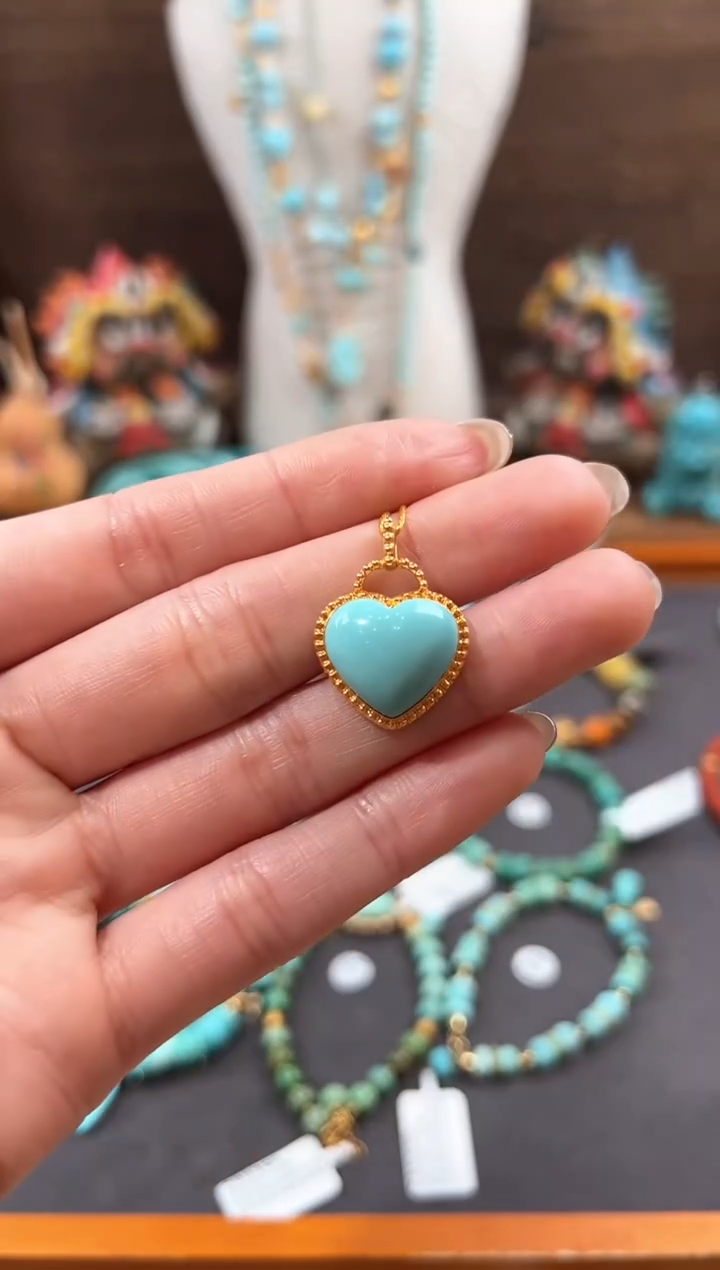 【闪购商品】绿松石颈饰18K金镶嵌绿松石吊坠