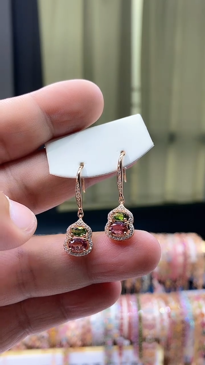 【闪购商品】碧玺耳钩银S925镶嵌16561161616