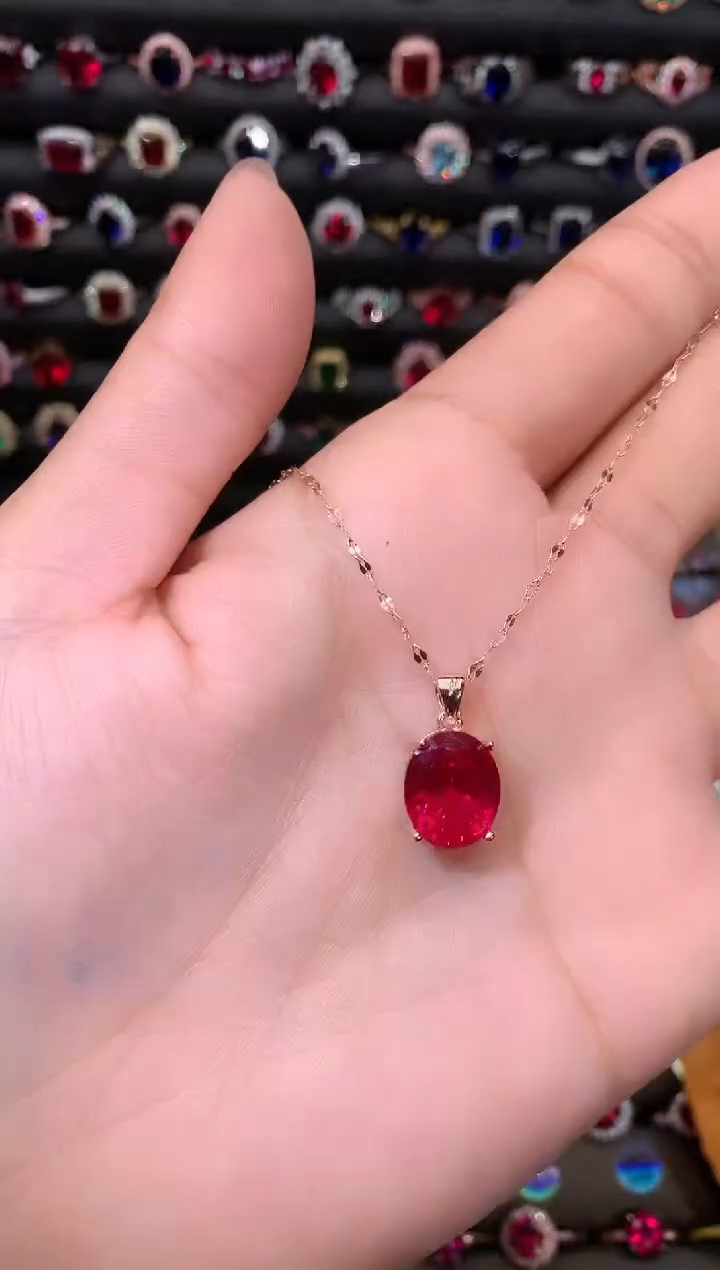 【闪购商品】红宝石吊坠(赠链)银S925镶嵌1012