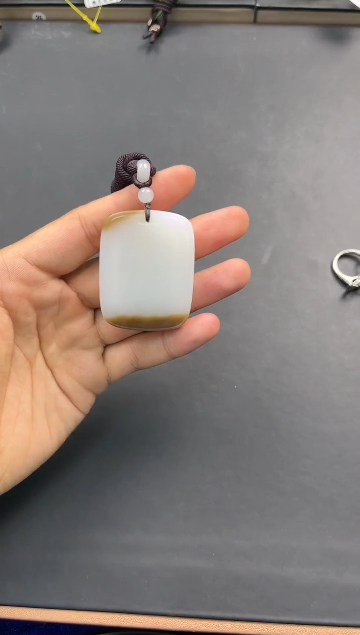 未镶嵌手串和田玉俄料糖白无事牌微色差