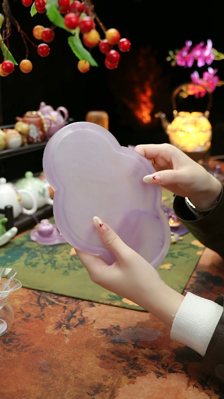 【闪购商品】紫色水晶琉璃壶承干泡垫