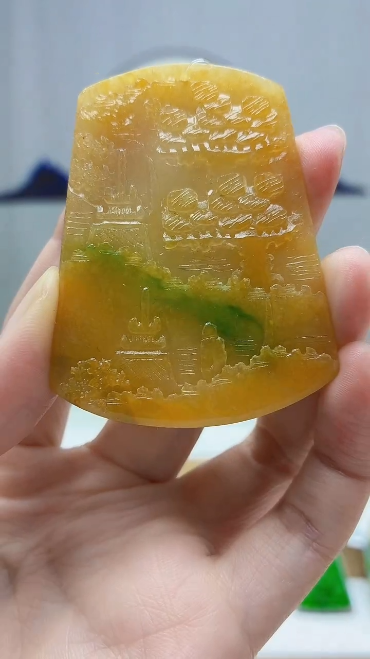 未镶嵌定制翡翠4688zm-毛货挂件山水84