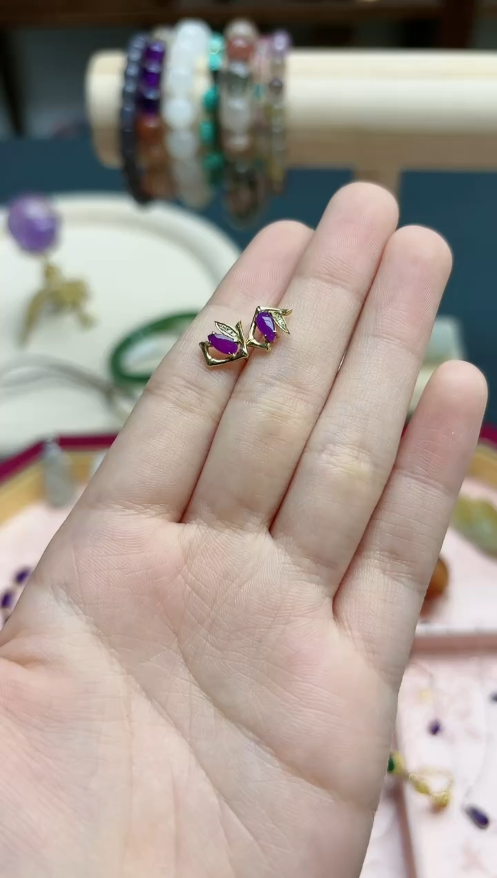 【闪购商品】苏纪石（舒俱来）耳钉18K金镶嵌18k金舒俱来耳钉*1 TH