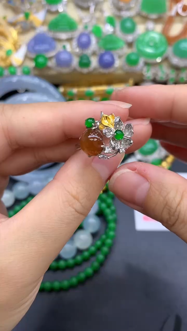 18K金镶嵌戒指翡翠388-中国好珍宝