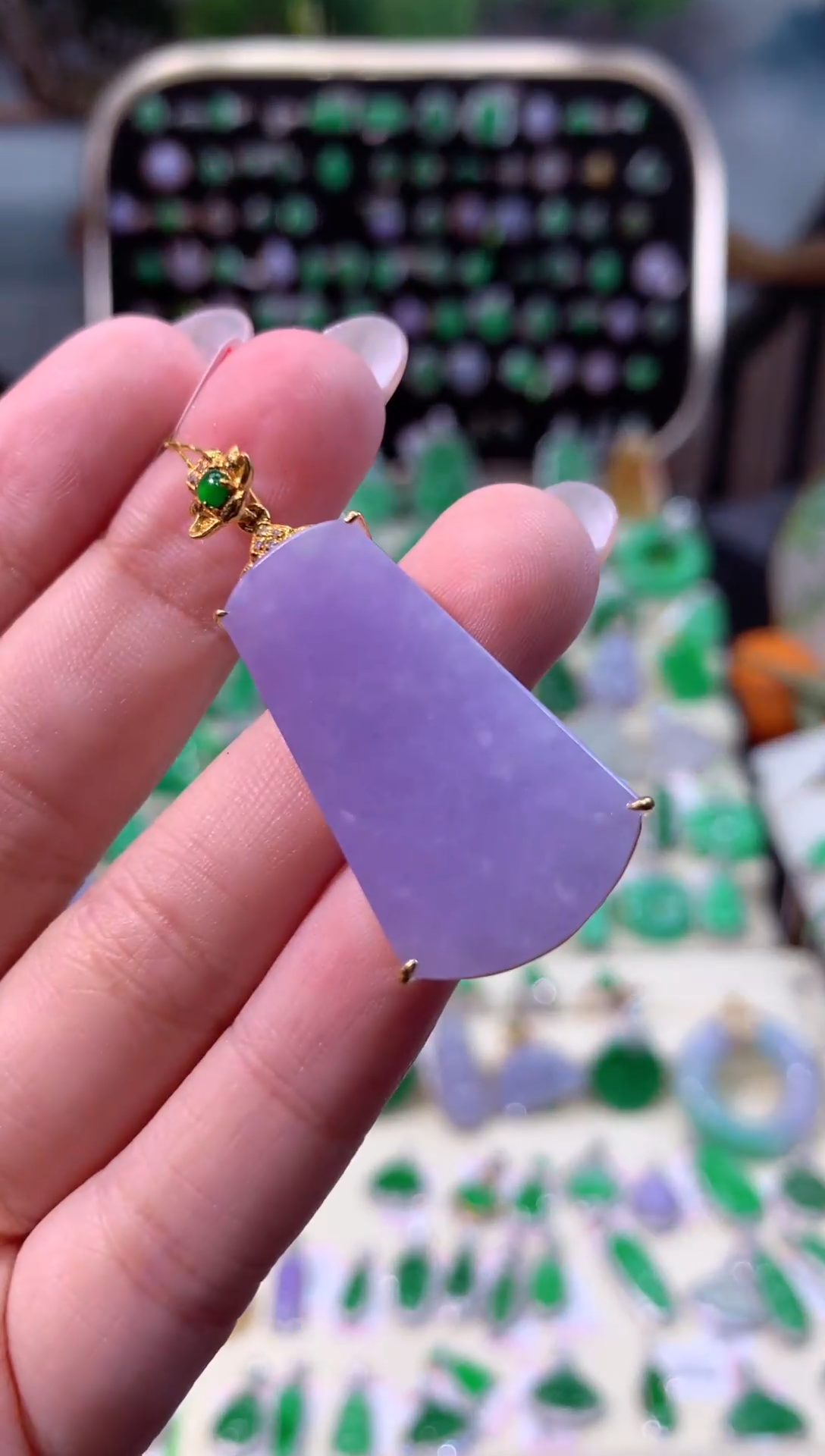 【闪购商品】翡翠颈饰18K金镶嵌缅甸天然A货翡翠