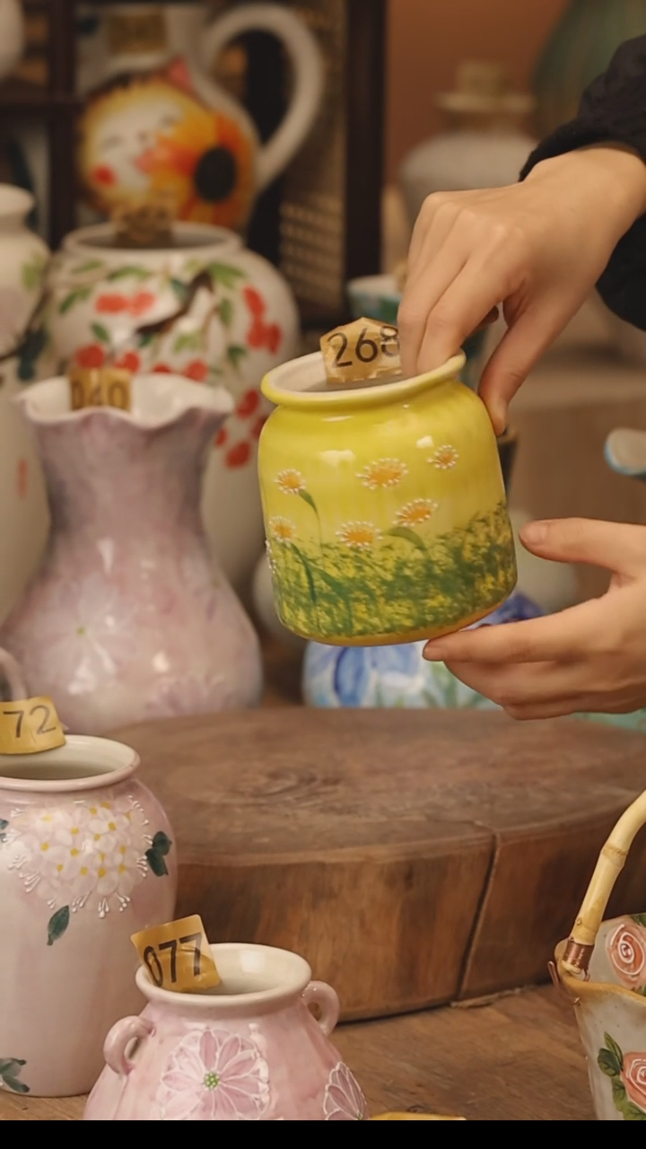 陶瓷景德镇设计师手作花器摆件侘寂风@M268@
