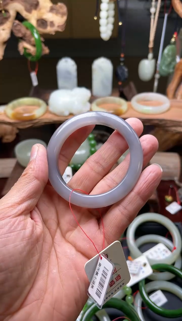 【闪购商品】和田玉手镯未镶嵌青海烟紫手镯 55圈9006755