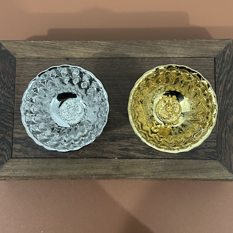 银色双龙金色双龙对杯 高端陶瓷茶器 A