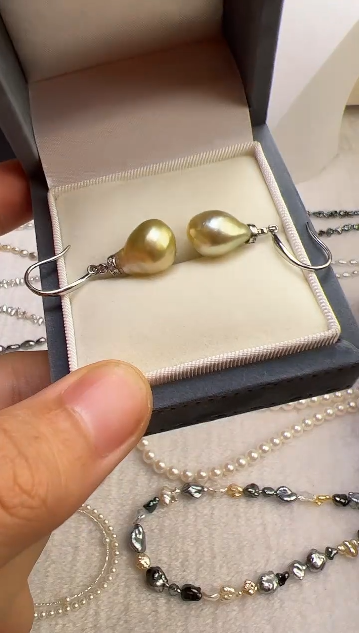 银S925镶嵌耳饰海水珍珠珍珠