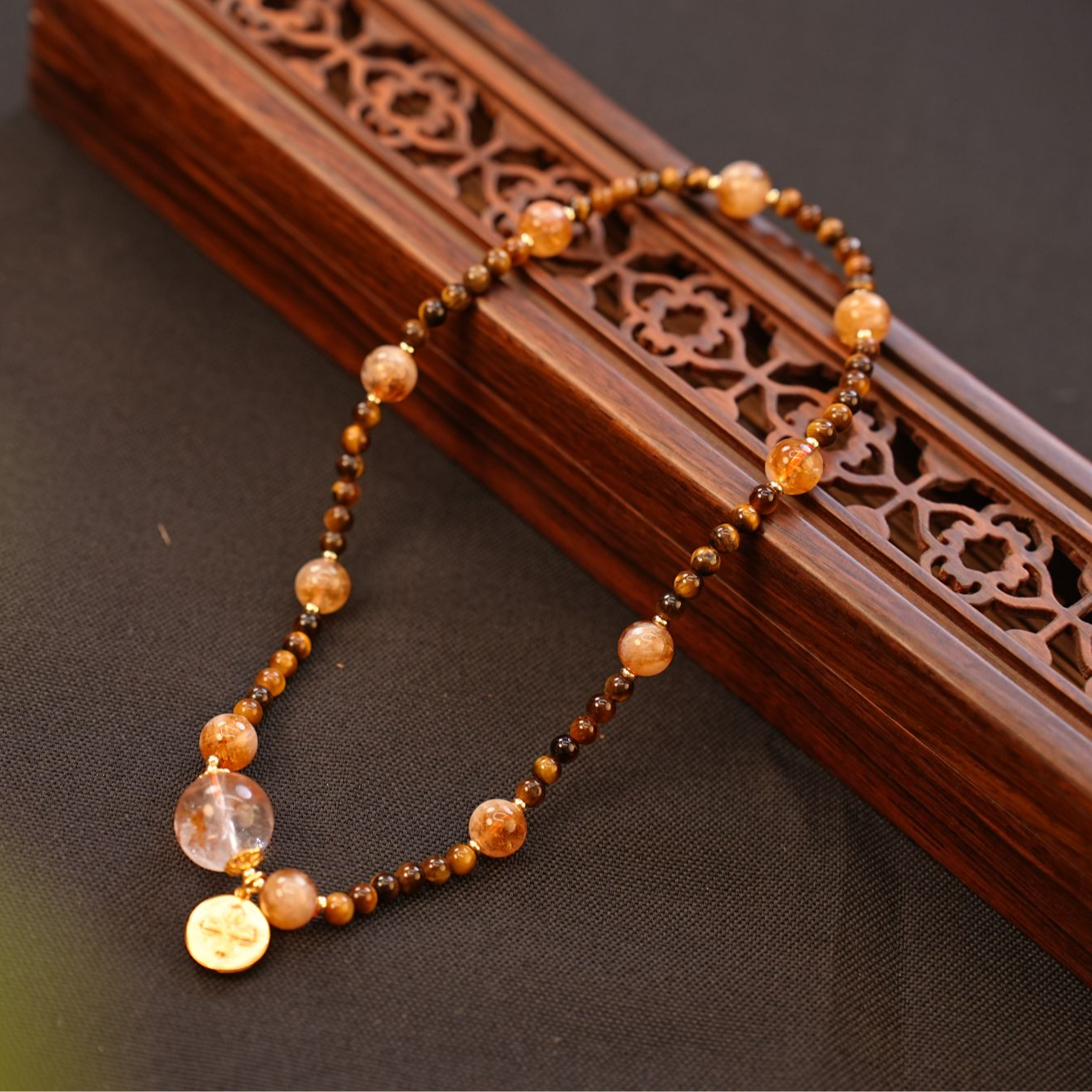 【天然黄塔晶】虎眼石黄塔晶手链