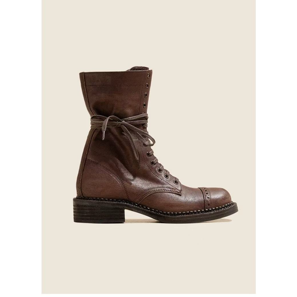 11565 棕色英伦风时尚复古女鞋