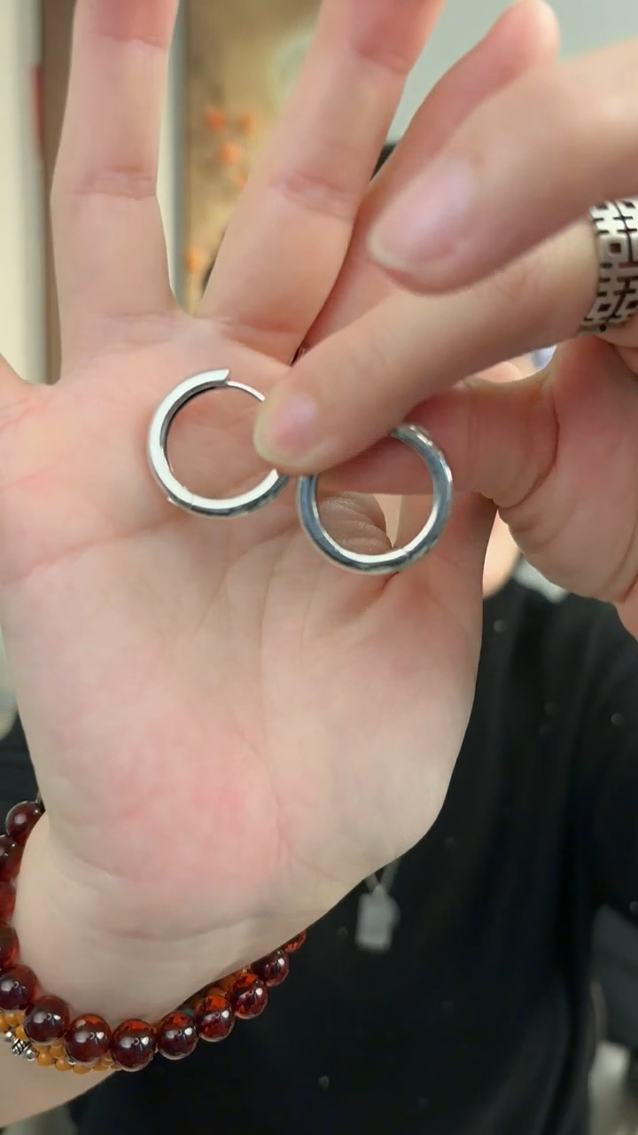 无925银纯银耳饰光面镜版20