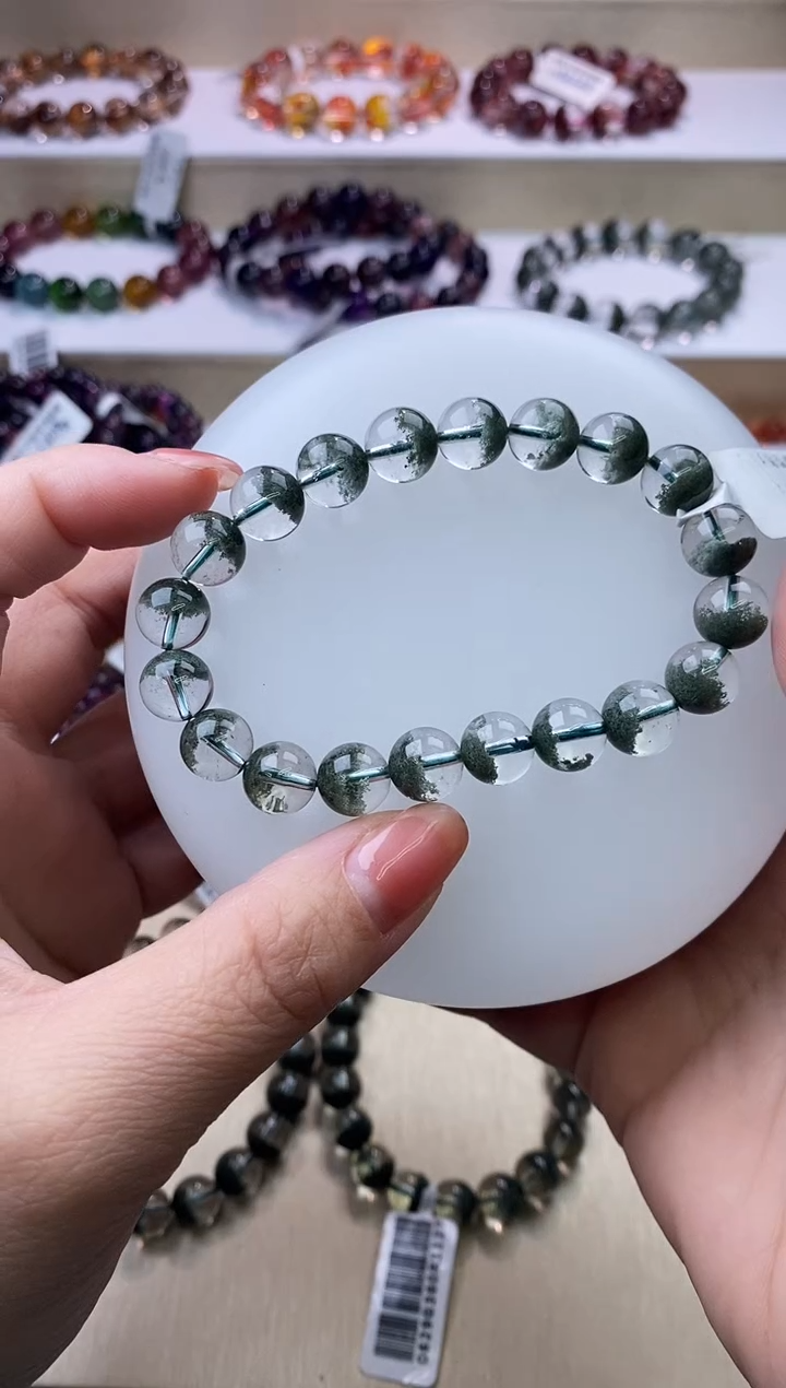 【闪购商品】水晶手链未镶嵌聚宝盆绿幽灵9m+