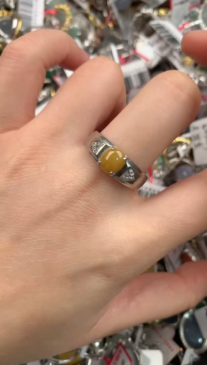 银S925镶嵌戒指翡翠222          1